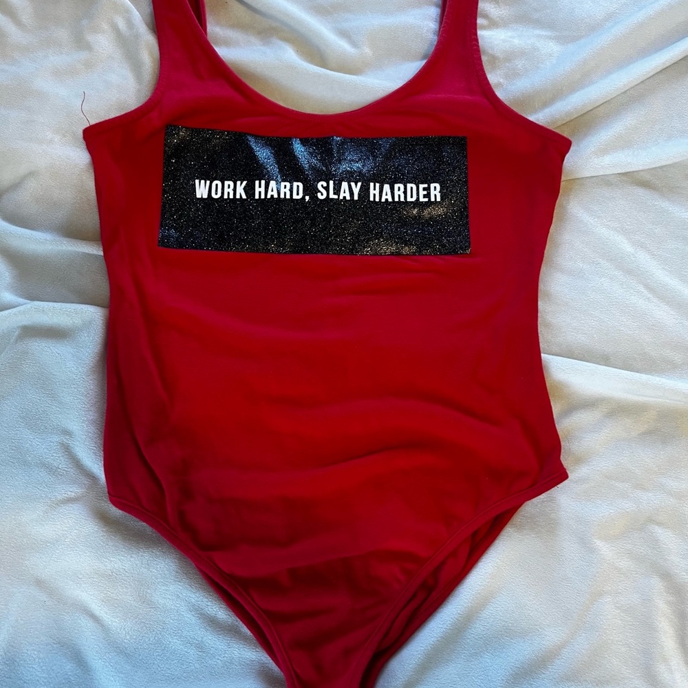 Full Tilt Red Bodysuit with Black Graphic